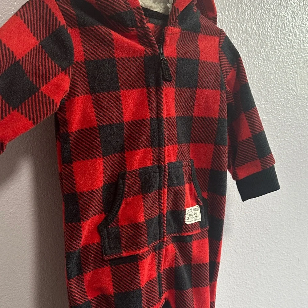 Carter's Red and Black Plaid Footie